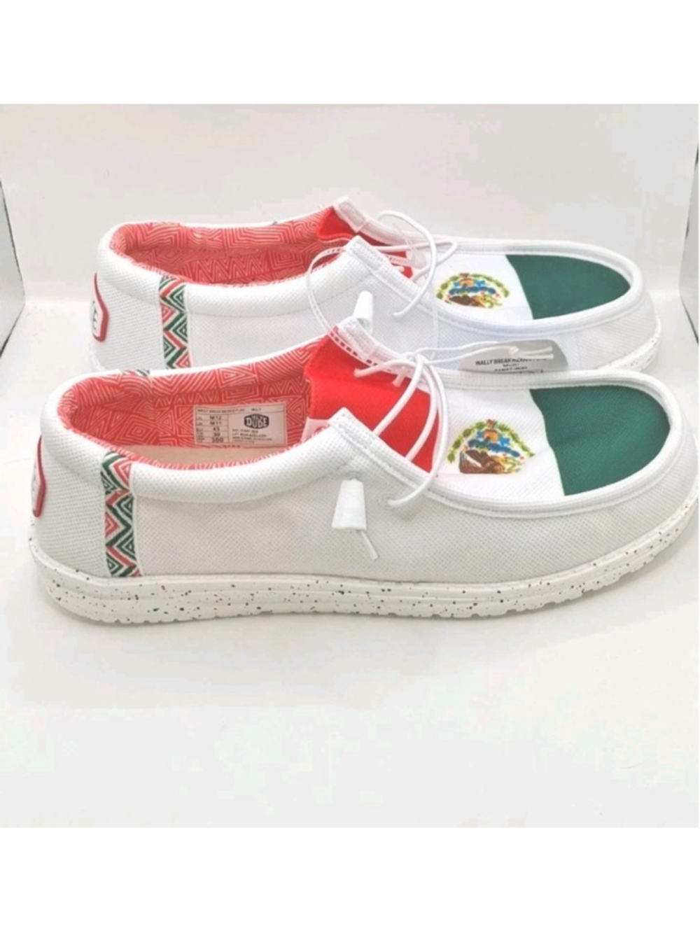 Hey Dude Wally Break Mexico Flag Buckle Casual Men's White Slip-on Sneakers